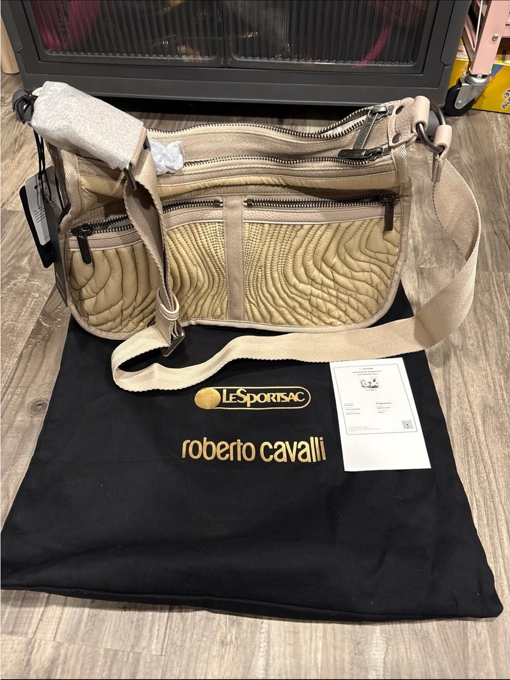 LeSportsac Quilted Beige Shoulder Bag with Zip Detail